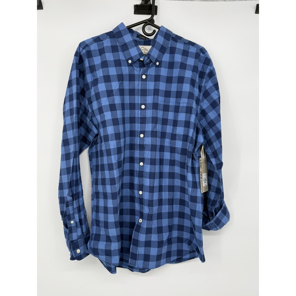 St. Johns Bay Men's Blue Plaid Classic Fit Long Sleeve Large NWT